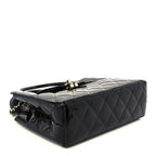 Chanel Mirror Calfskin Quilted Nano Kelly Shopper Black