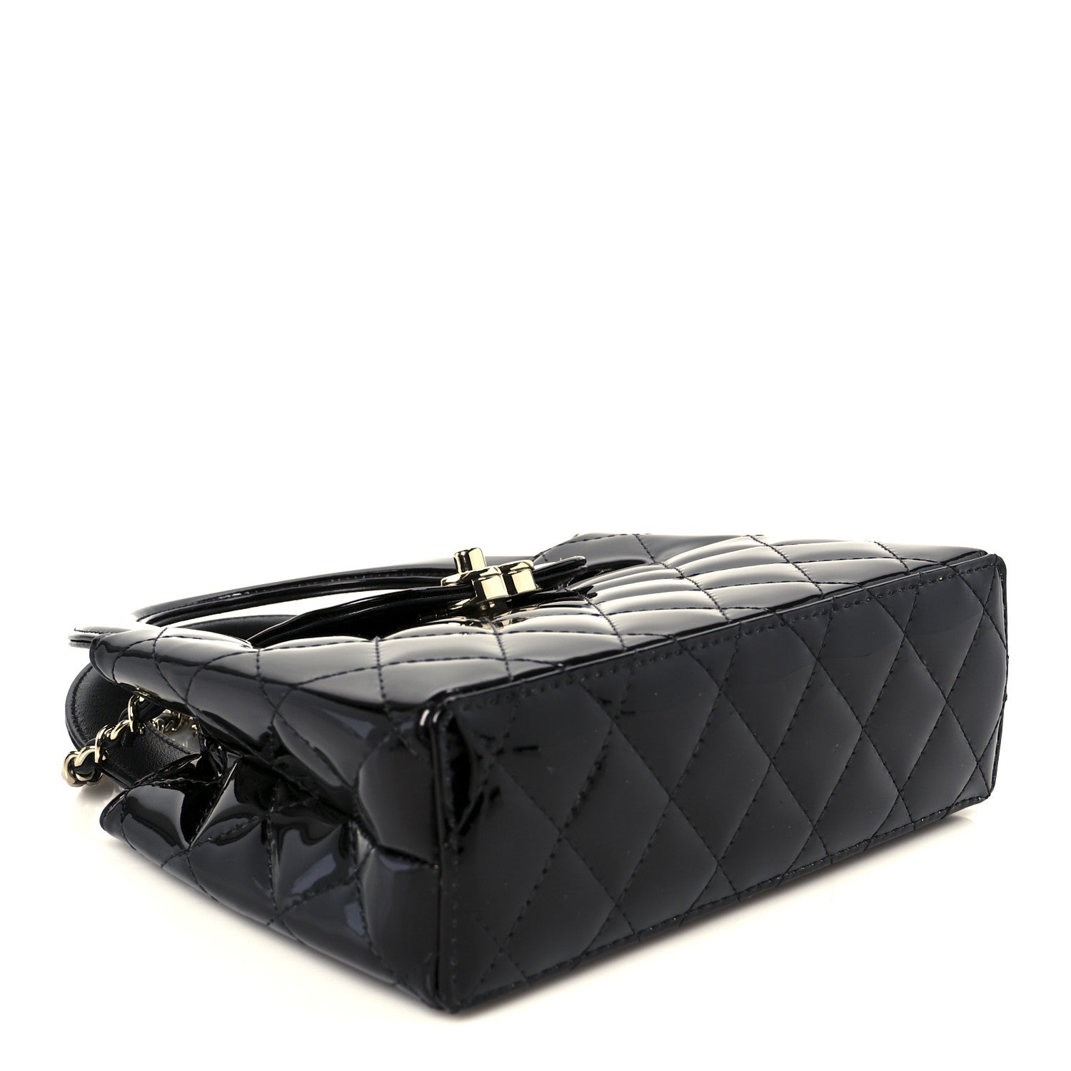 Chanel Mirror Calfskin Quilted Nano Kelly Shopper Black