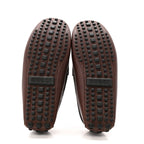 Gucci Calfskin Fringe Interlocking G Mens Driver Loafers 8 Brown