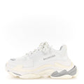 Balenciaga Fabric Mesh Bi-Color Womens Triple S Sneakers 40 White Metal Grey