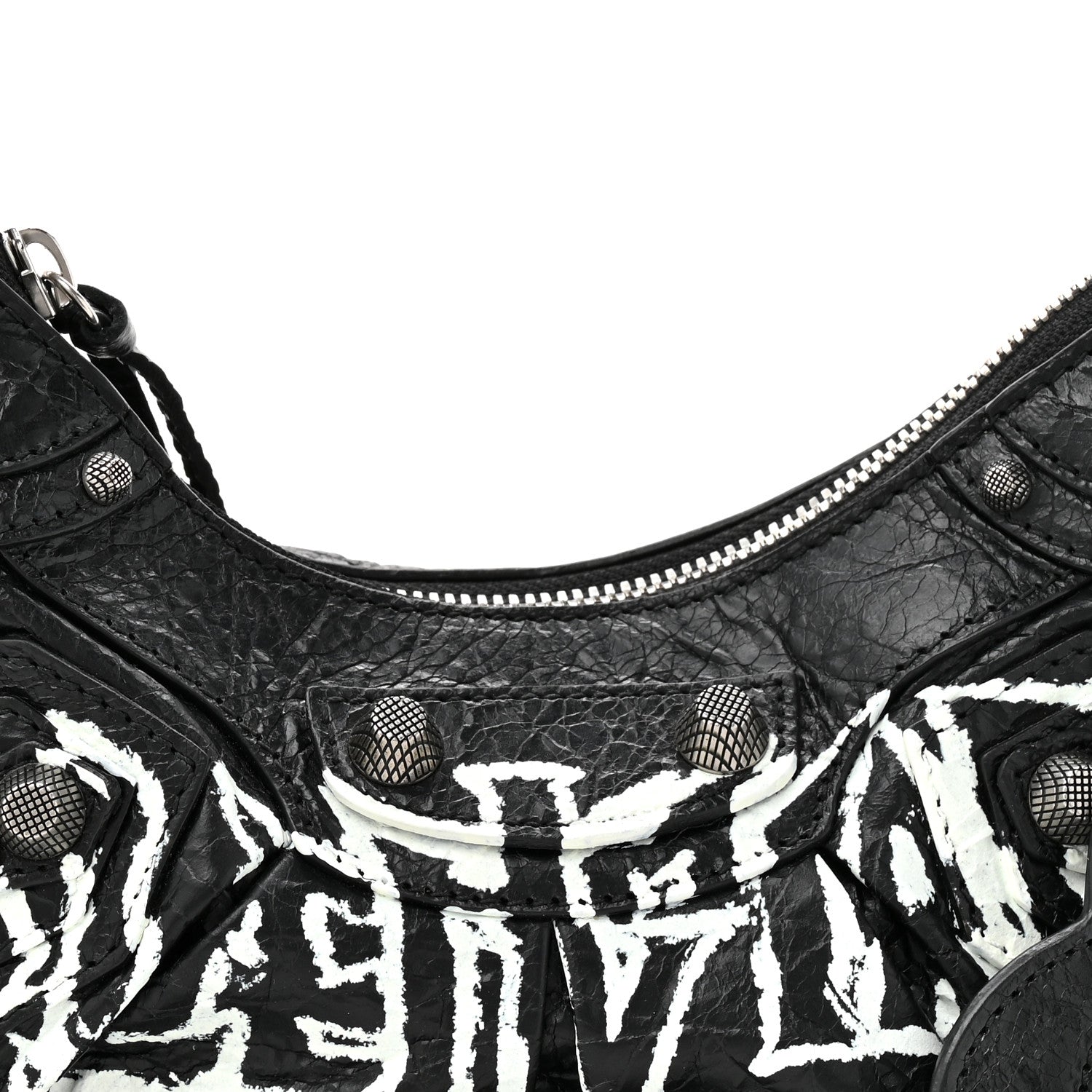 Balenciaga Agneau Arena Lunar New Year Graffiti Logo Le Cagole Shoulder Bag XS Black
