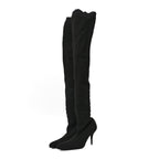 Balenciaga Crepe Jersey Pointed Toe Knife Thigh High Boots 40 Black