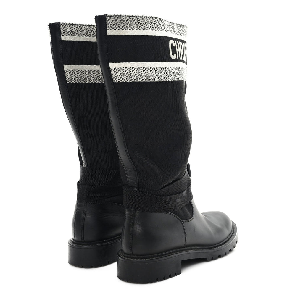 Christian Dior Calfskin Technical Fabric D-Major Boots 39 Black White