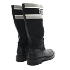 Christian Dior Calfskin Technical Fabric D-Major Boots 39 Black White