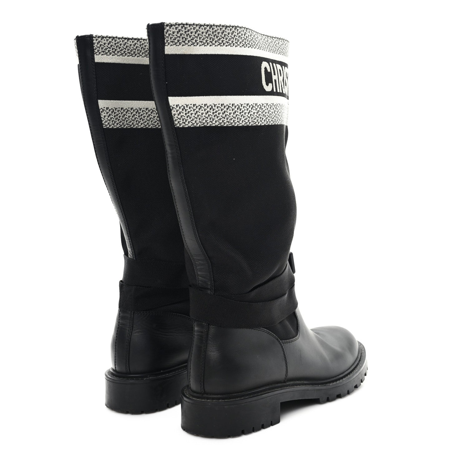 Christian Dior Calfskin Technical Fabric D-Major Boots 39 Black White