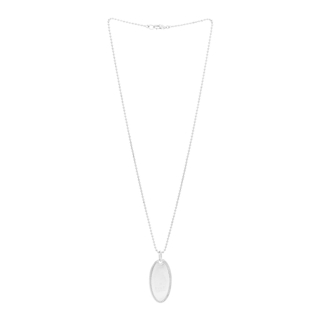 Gucci Sterling Silver Trademark Logo Oval Pendant Necklace
