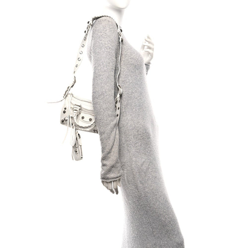 Balenciaga Agneau Arena Mini Le Cagole Duffle Crossbody Bag Optic White