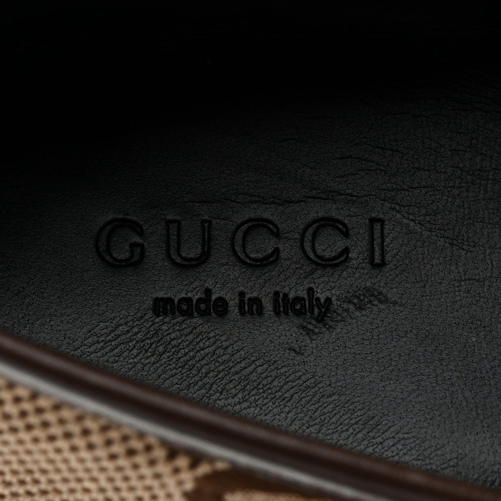 Gucci Monogram Jumbo GG Malaga Kid Horsebit Womens Jordaan Loafers 40 Camel Ebony New Acero Beige