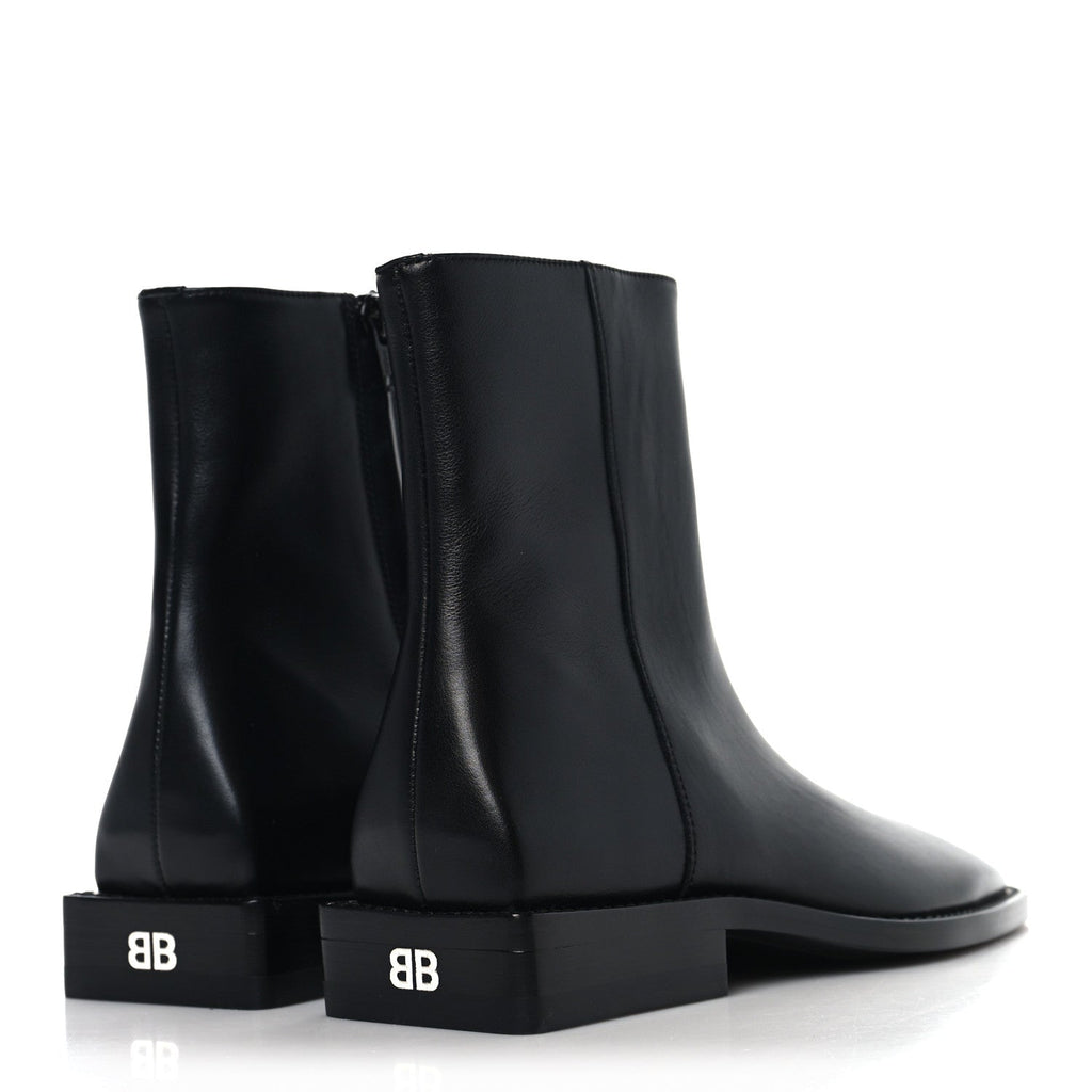 Balenciaga Calfskin Soft Rim Ankle Booties 37 Black
