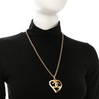 Chanel CC Heart Chain Pendant Necklace Gold