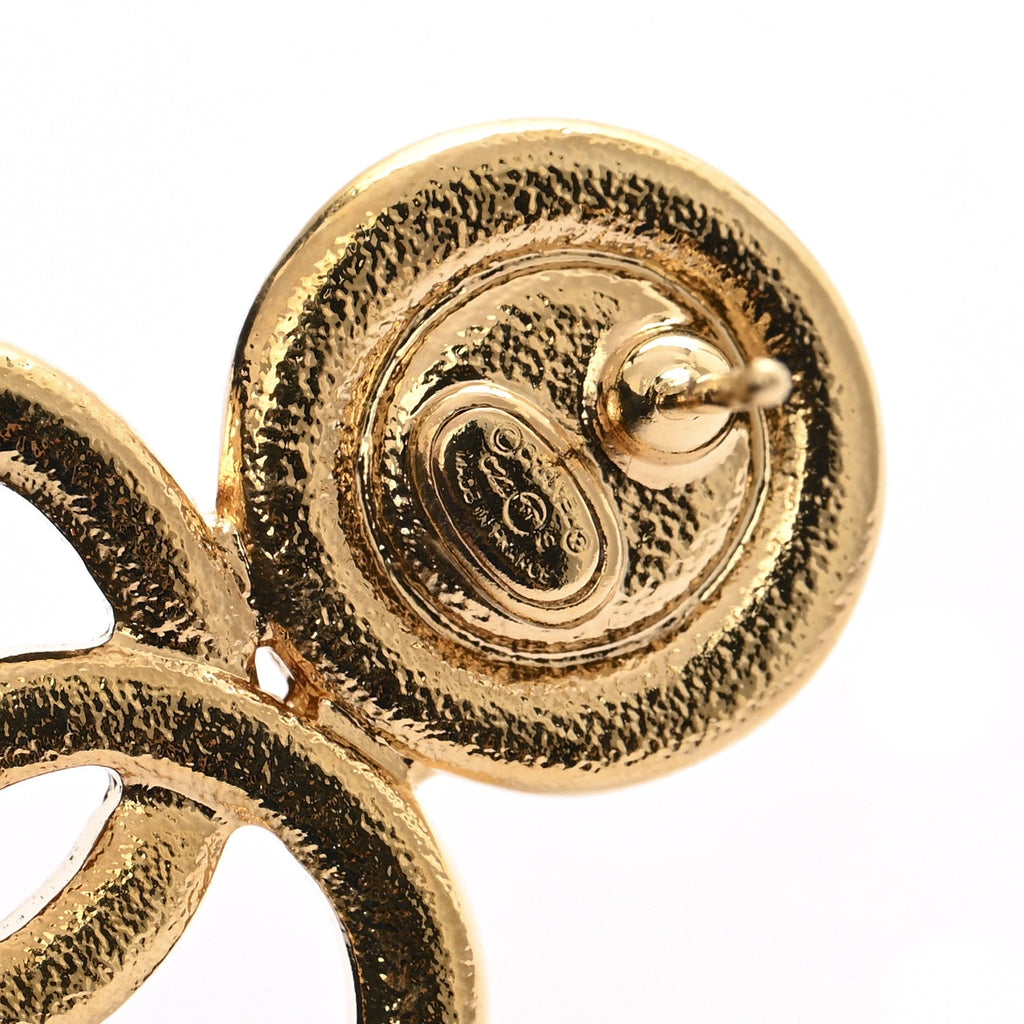 Chanel Pearl Resin CC Drop Earrings Gold Black