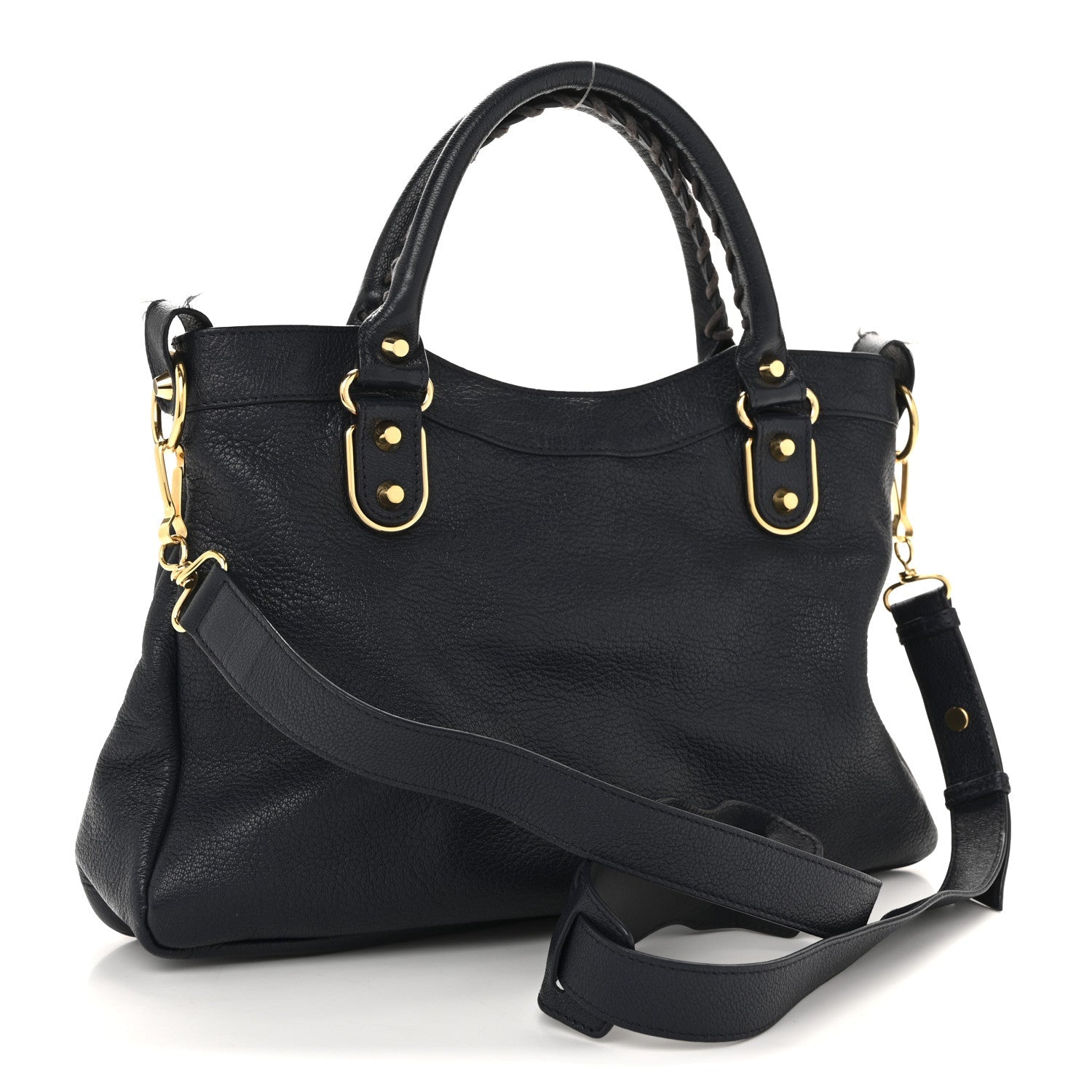 Balenciaga Chevre Gold Metallic Edge Hardware Town Bleu Nuit Dark Sea