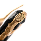Chanel Lambskin CC Chain Hoop Earrings Gold Black