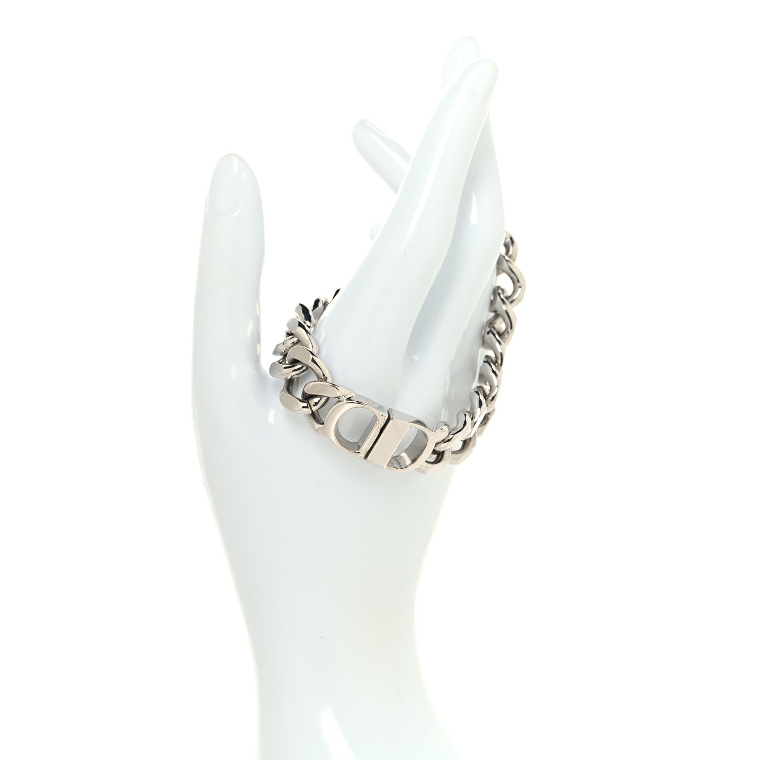 Christian Dior Brass CD Icon Chain Bracelet M Silver
