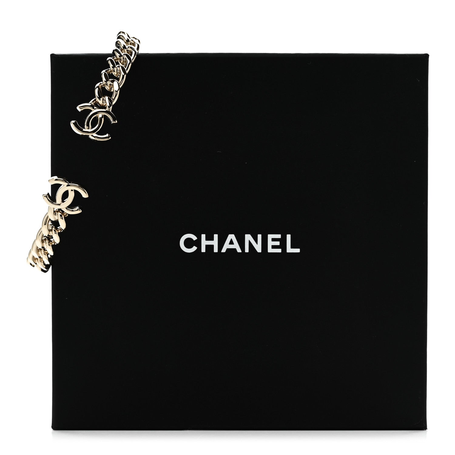 Chanel Metal CC Chain Link Choker Necklace L Gold