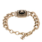 Chanel Metal Glass Pearl Strass CC Pendant Bracelet Gold Black