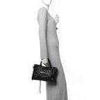 Balenciaga Agneau Arena Storico Silver Hardware Small Le City Black