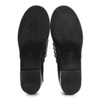 Chanel Calfskin Chain Lace Up Boots 36.5 Black