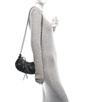 Balenciaga Agneau Arena Le Cagole Chain Shoulder Bag XS Black