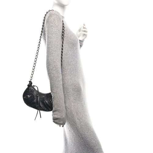 Balenciaga Agneau Arena Le Cagole Chain Shoulder Bag XS Black