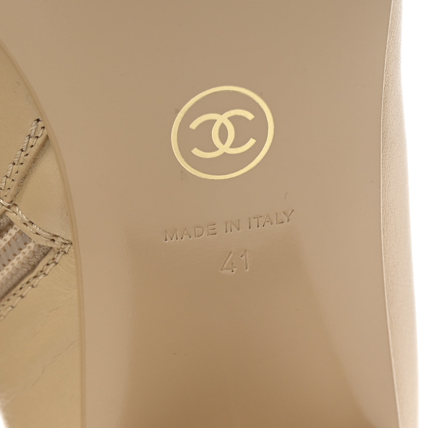 Chanel Calfskin Cap Toe Chain Short Boots 41 Beige