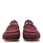 Gucci New Canvas GG Monogram Malaga Kid Horsebit Womens Jordaan Loafers 36.5 Rosso Ancora