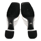 Prada Nappa Logo Quilted Crisscross 65mm Block Heel Slide Sandals 39.5 White