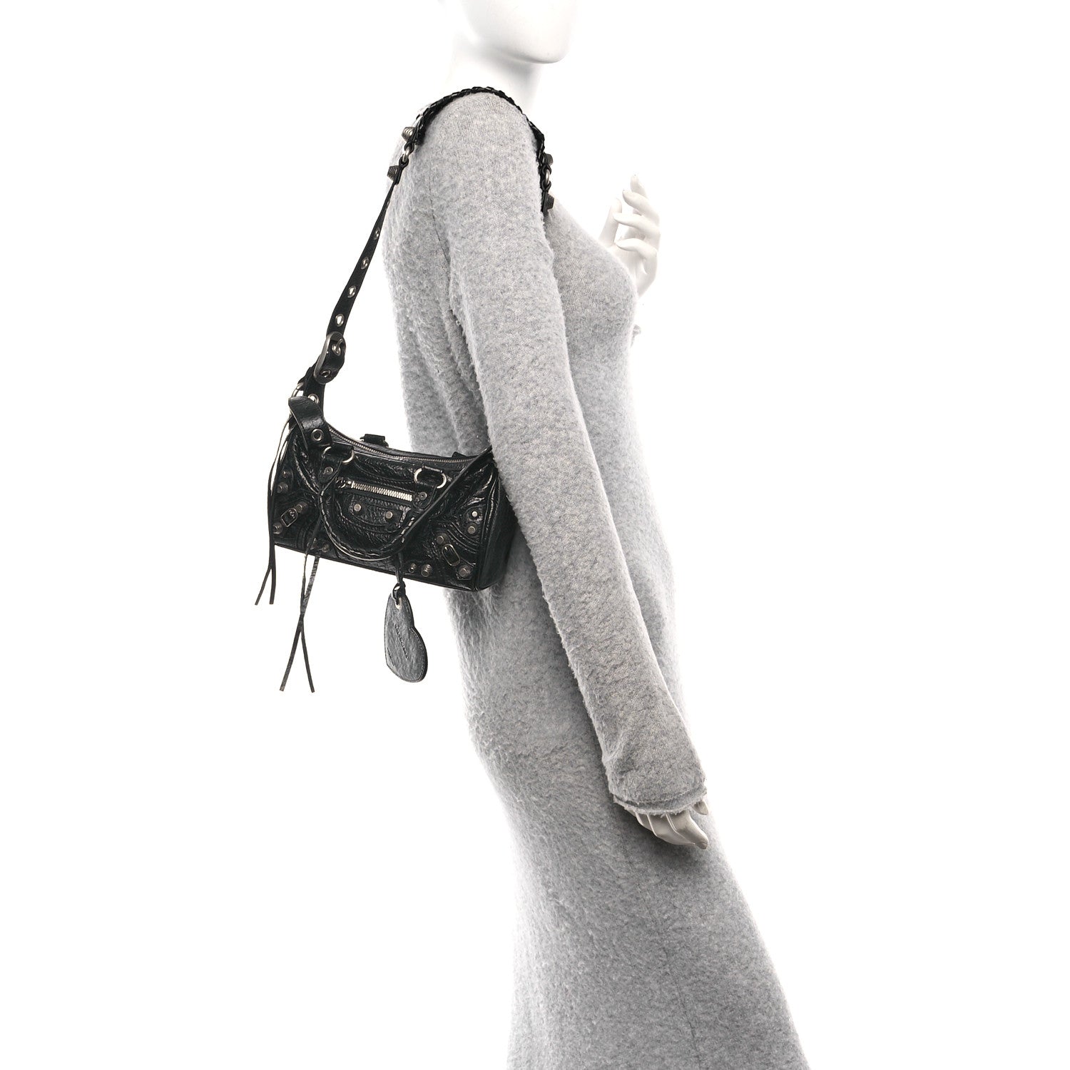 Balenciaga Agneau Arena Mini Le Cagole Duffle Crossbody Bag Black