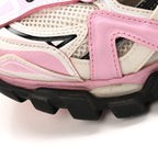 Balenciaga Mesh Nubuck Effect Fabric LED Womens Track Sneakers 38 Grey Pink Black