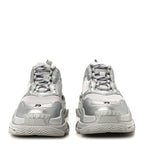 Balenciaga Metallic Fabric Mesh Womens Triple S Sneakers 39 Silver