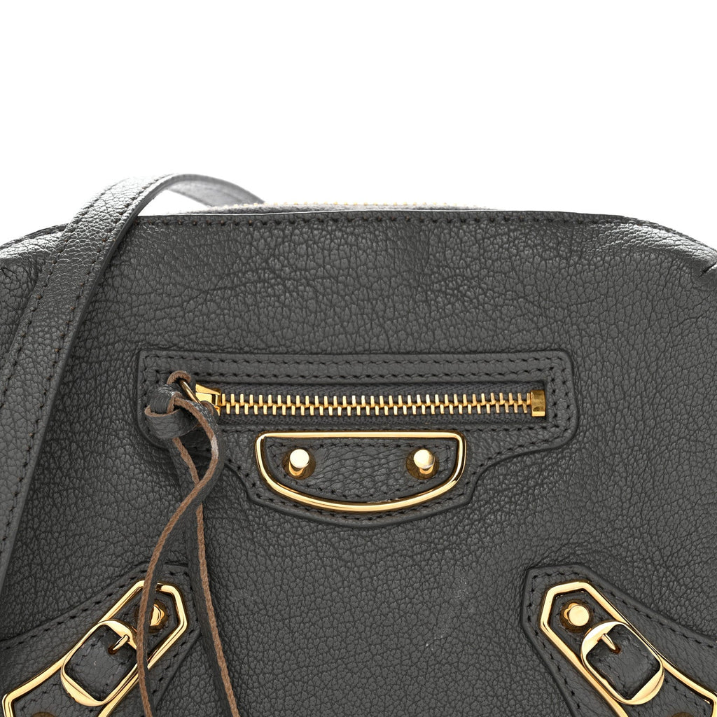Balenciaga Chevre Gold Metallic Edge Hardware XS Reporter Crossbody Gris Acier