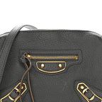 Balenciaga Chevre Gold Metallic Edge Hardware XS Reporter Crossbody Gris Acier