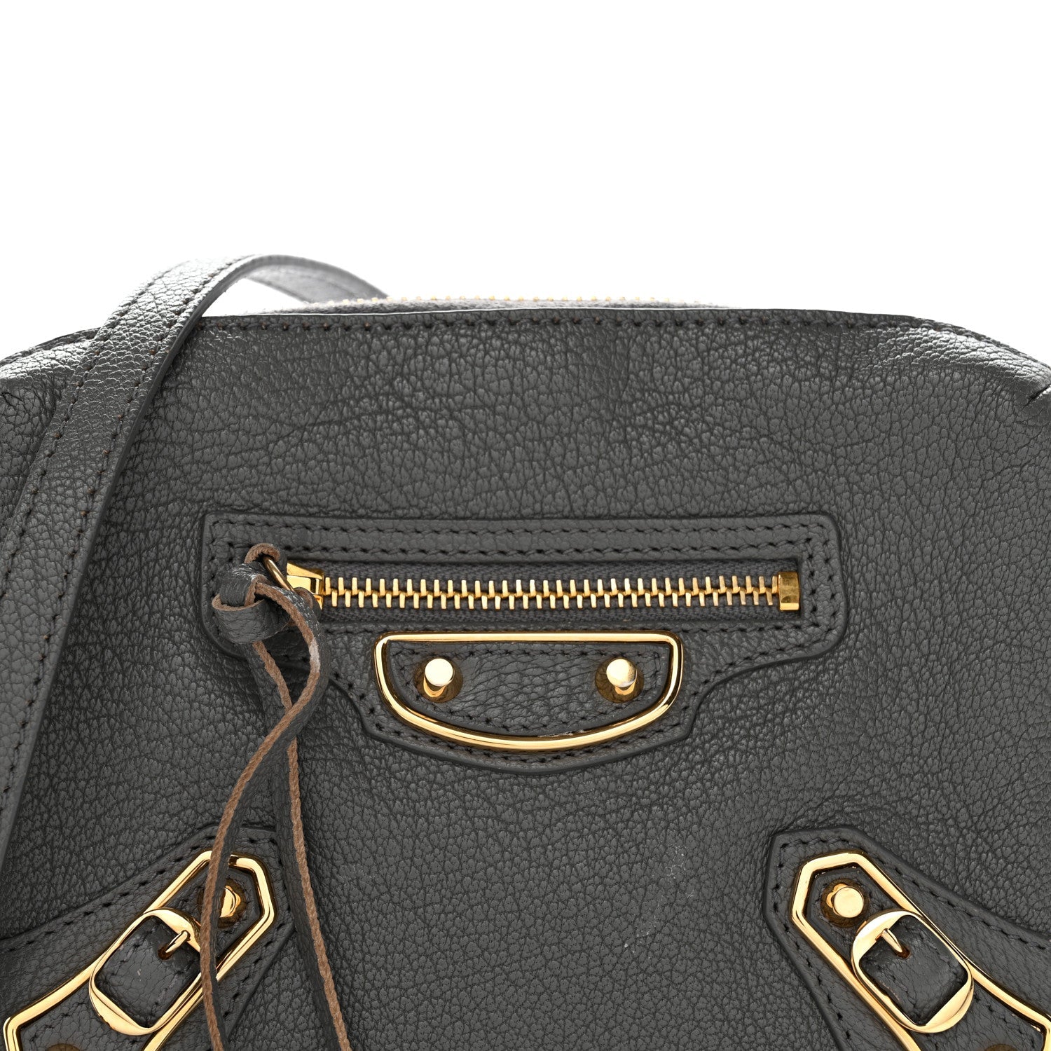 Balenciaga Chevre Gold Metallic Edge Hardware XS Reporter Crossbody Gris Acier