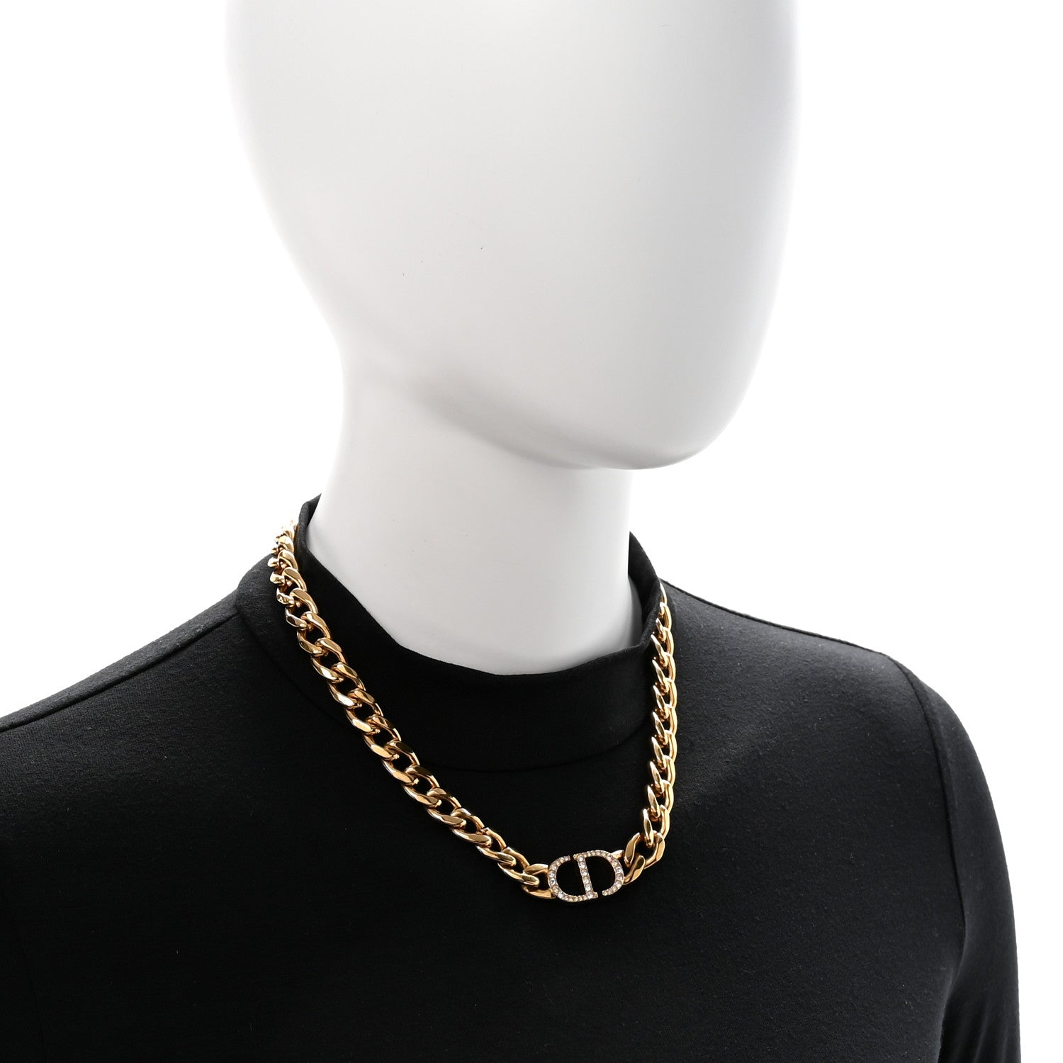 Christian Dior Metal Crystal 30 Montaigne Necklace Gold