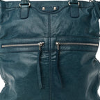 Balenciaga Agneau Classic Silver Hardware Square Tote Bleu Mineral