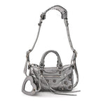 Balenciaga Metallic Agneau Arena Mini Le Cagole Duffle Crossbody Bag Silver