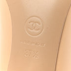 Chanel Lambskin Cap Toe Metal Heel Pumps 37.5 Beige Black