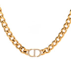 Christian Dior Metal Crystal 30 Montaigne Necklace Gold