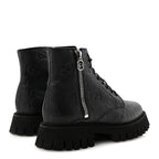 Gucci Calfskin Embossed Monogram Mens Lace Up Ankle Boots 7 Black