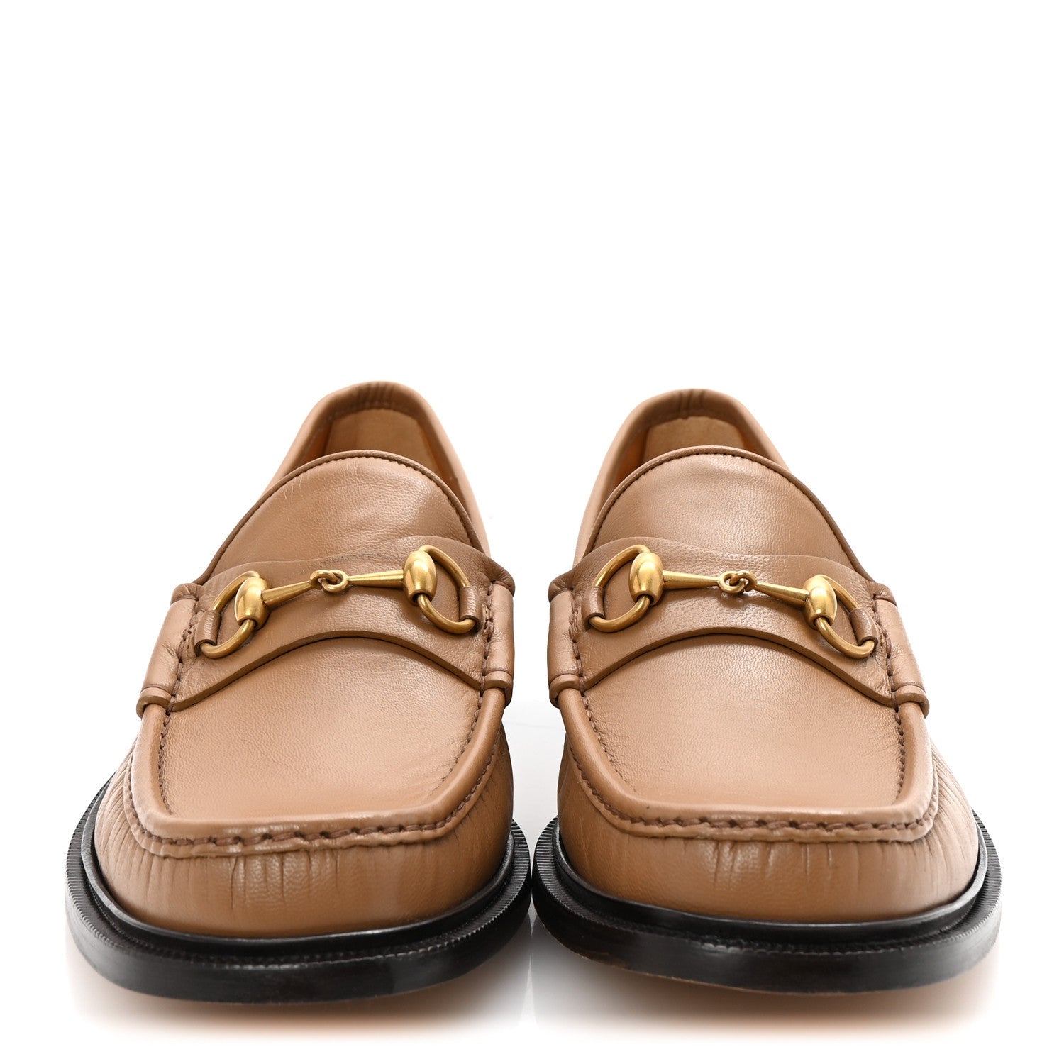 Gucci Mandala Goatskin Mens Horsebit Loafers 10 Friky Taupe