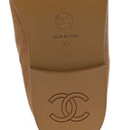 Chanel Suede Calfskin CC Loafers 36 Dark Beige