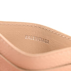 Balenciaga Grained Calfskin Logo Cash Rounded Card Holder Beige