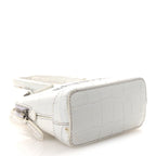 Balenciaga Calfskin Logo Crocodile Embossed Mini Ville Top Handle Bag White Black