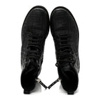 Fendi Nappa FF Embossed Womens Biker Boots 39.5 Black