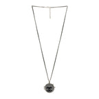 Chanel Resin Crystal Lambskin Ball Mirror Necklace Black Silver