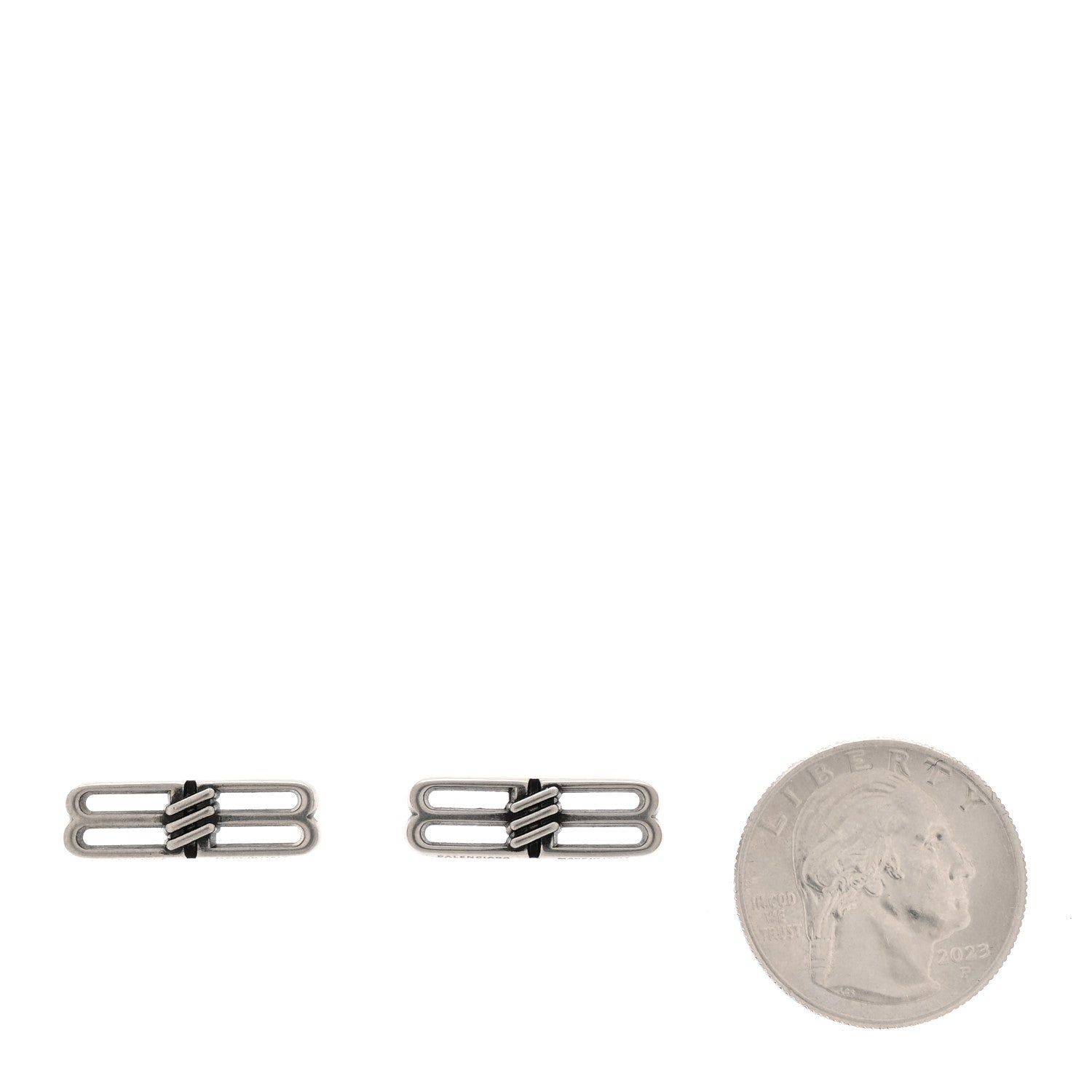 Balenciaga Metal BB Icon Earrings Silver