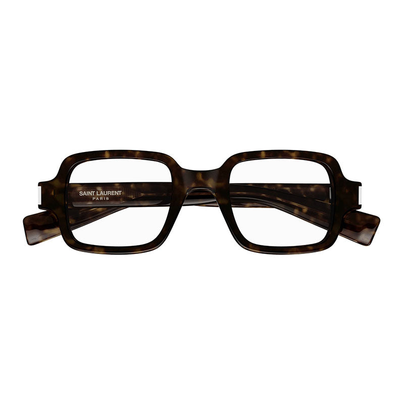 Saint Laurent Eyeglasses Square Full Rim, Dark Havana Frame and Clear Demo Lens Lens SL720OPT002
