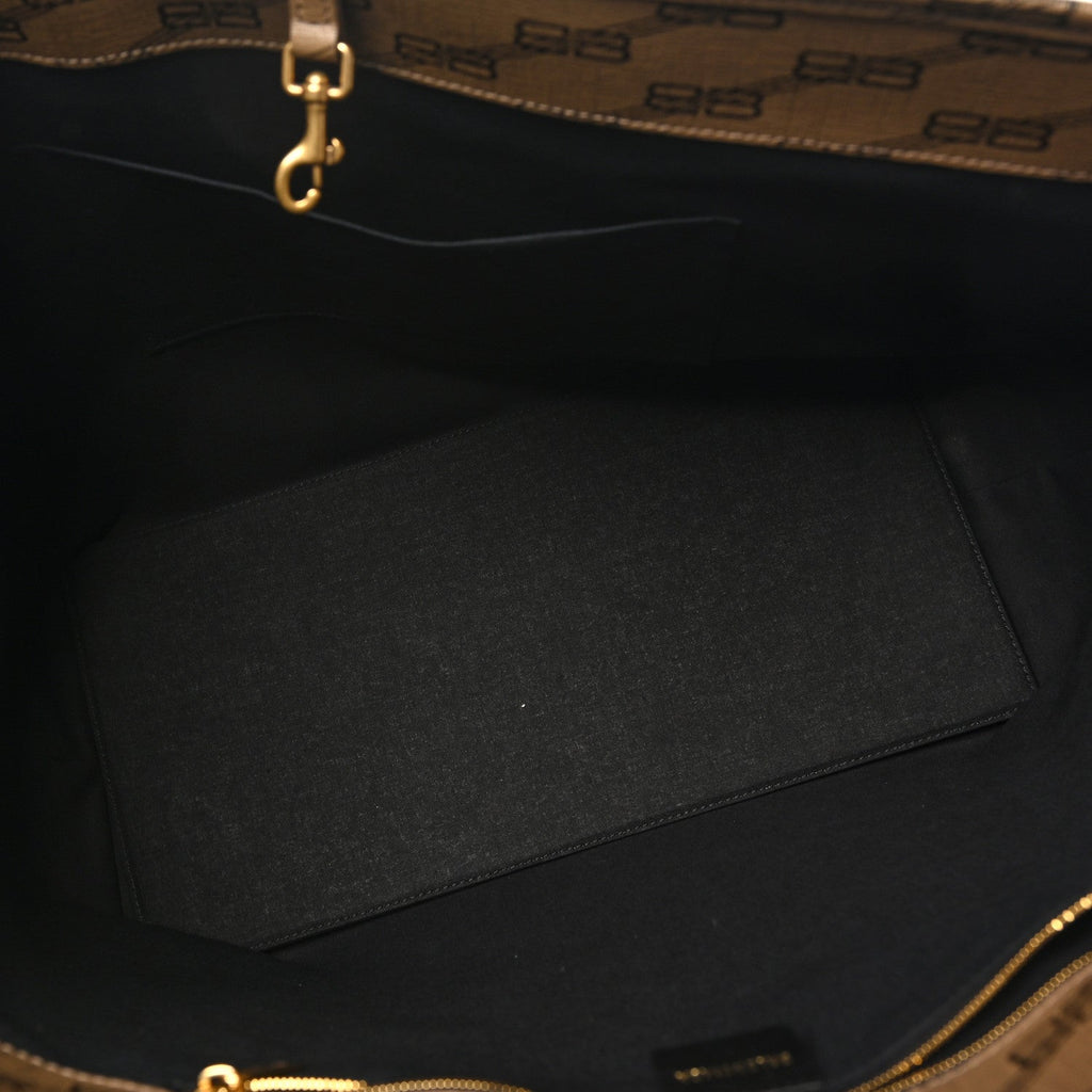 Balenciaga Coated Canvas BB Monogram Large Signature East West Shopper Bag Beige Brown