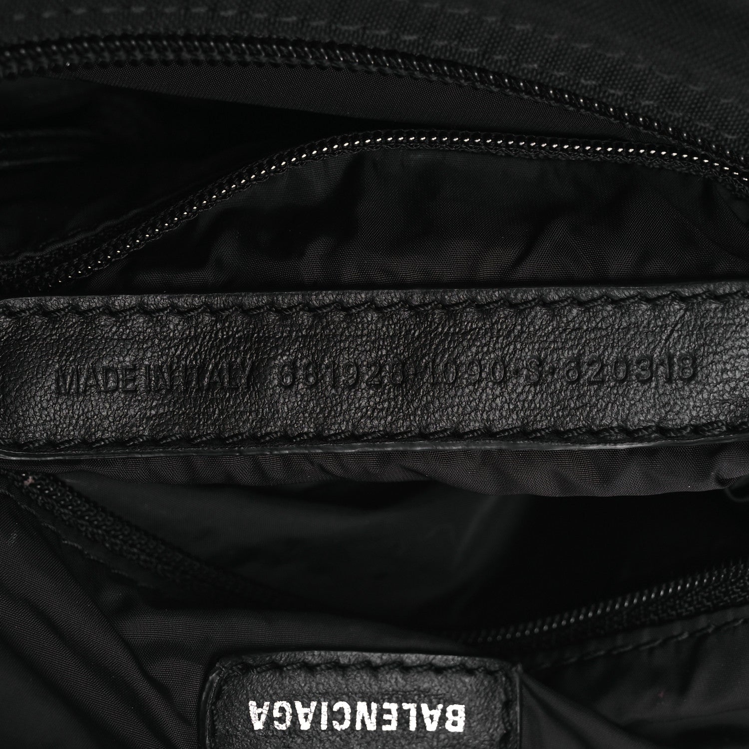 Balenciaga Recycled Sport Nylon Logo Embroidered Wheel Sling Bag Black White