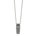 Chanel Metal Resin Lambskin Crystal Lipstick Case Long Necklace On Chain Silver Black Gold